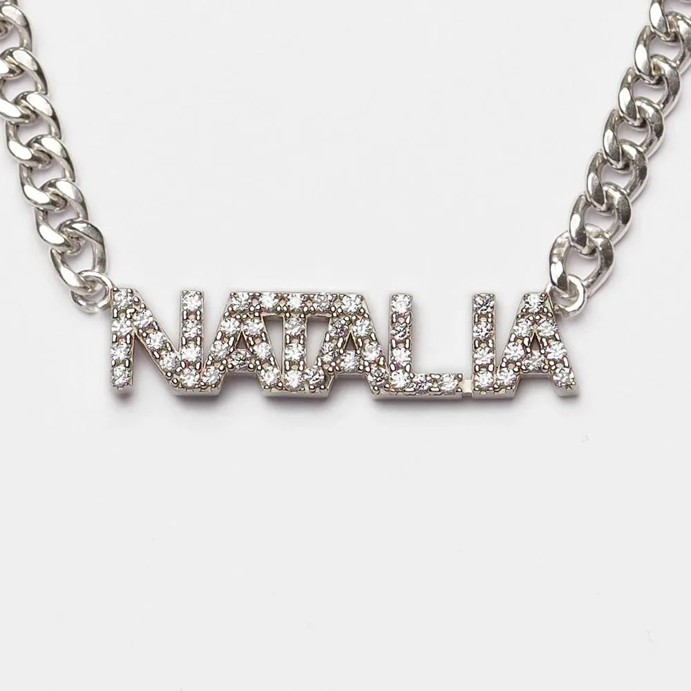 CRYSTAL MINI BLOCK NAME NECKLACE