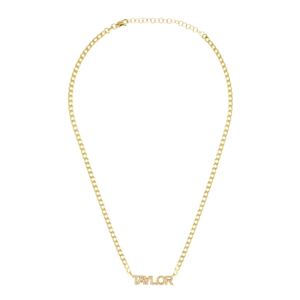 CRYSTAL MINI BLOCK NAME NECKLACE