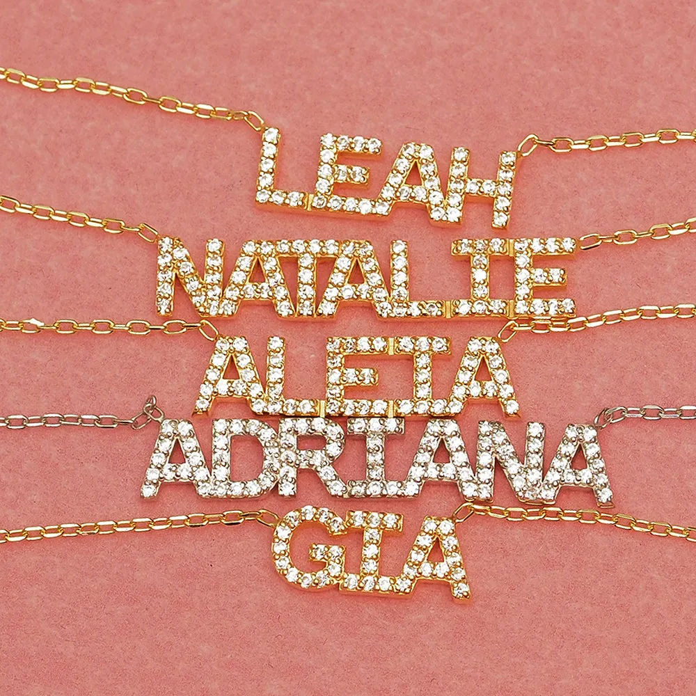 CRYSTAL MINI BLOCK NAME NECKLACE
