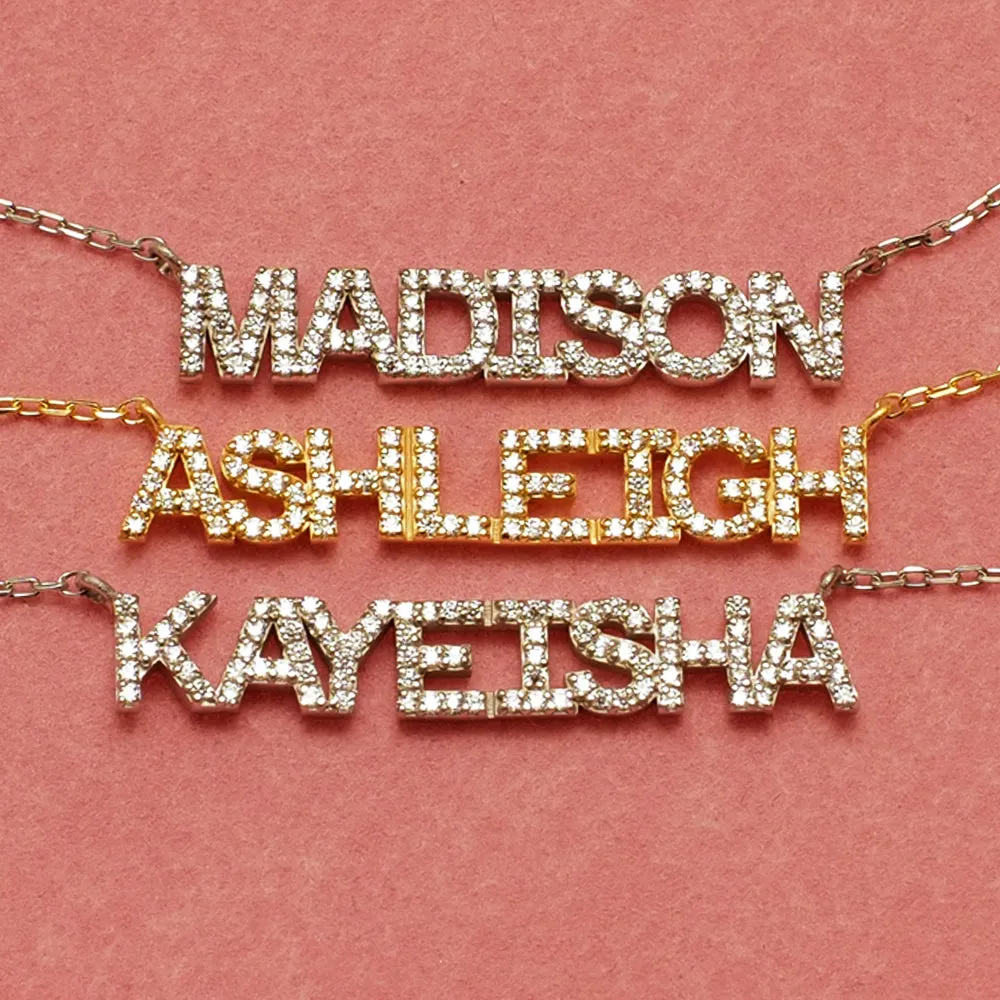 CRYSTAL MINI BLOCK NAME NECKLACE