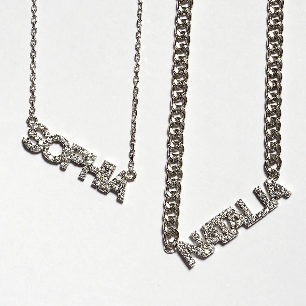 CRYSTAL MINI BLOCK NAME NECKLACE