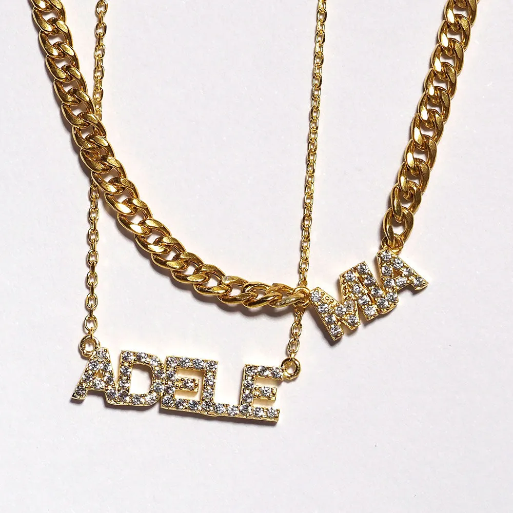 CRYSTAL MINI BLOCK NAME NECKLACE