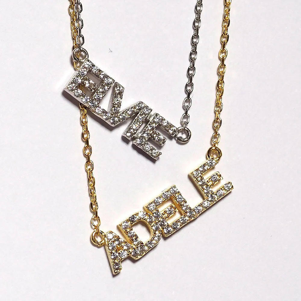CRYSTAL MINI BLOCK NAME NECKLACE