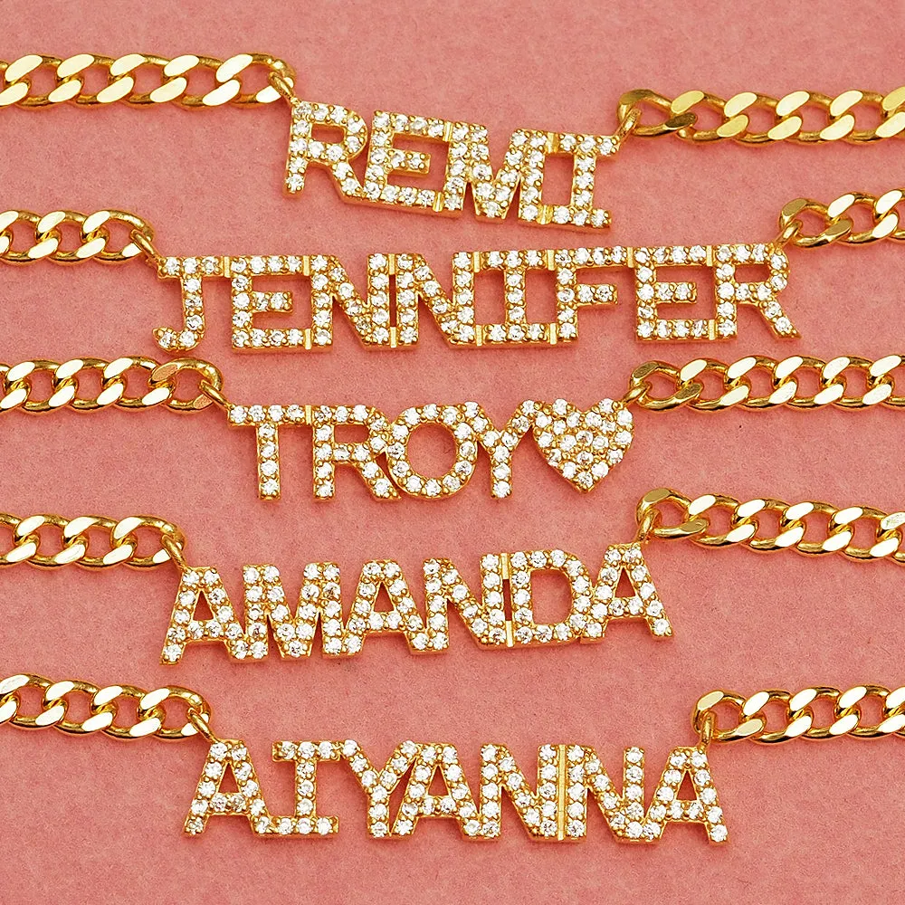 CRYSTAL MINI BLOCK NAME NECKLACE