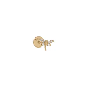 CZ Mini Dragonfly Stud Earring 14K