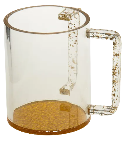 (D) Judaica Wash Cup Clear Negel Vasser Cup Lucite 4 7/8 H (Gold)