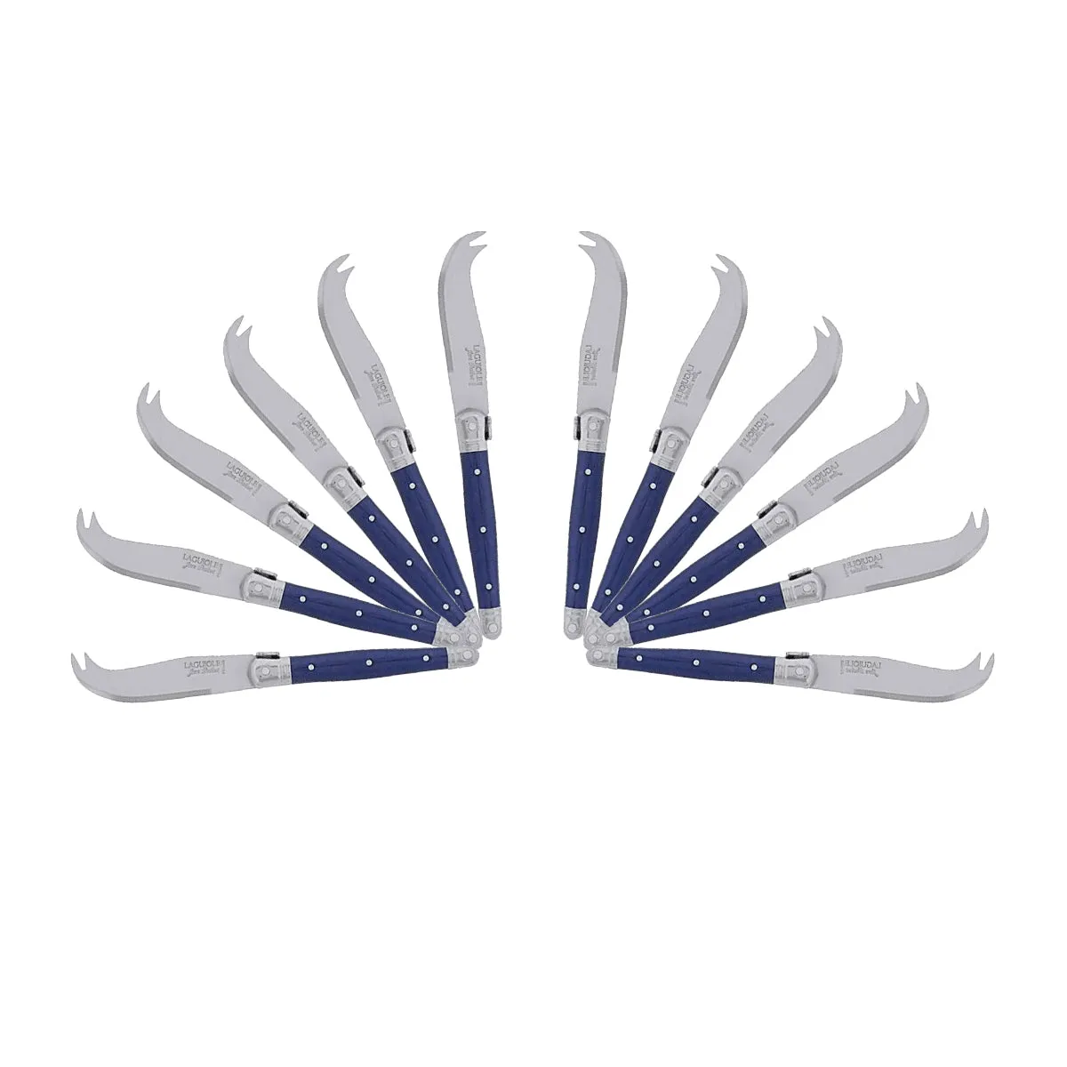 (D) Laguiole Mini Cheese Knife Set 6 Inch, Stainless Steel, Vintage (12, Dark Blue)