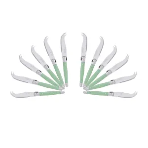 (D) Laguiole Mini Cheese Knife Set 6 Inch, Stainless Steel, Vintage (12, Green A)