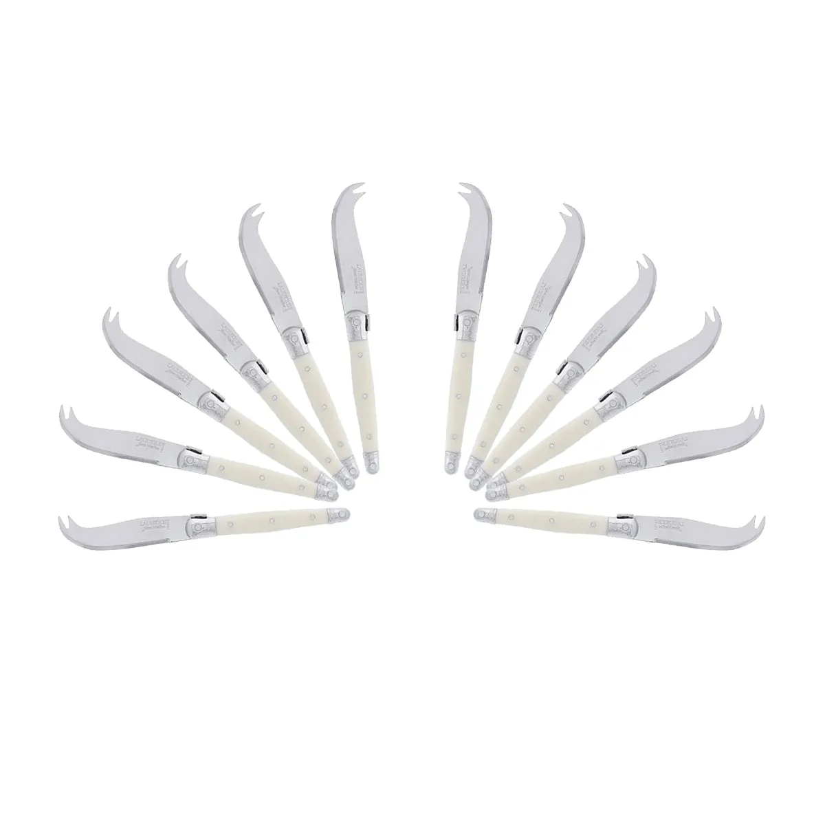 (D) Laguiole Mini Cheese Knife Set 6 Inch, Stainless Steel, Vintage (12, Ivory)