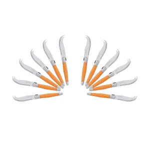 (D) Laguiole Mini Cheese Knife Set 6 Inch, Stainless Steel, Vintage (12, Orange)