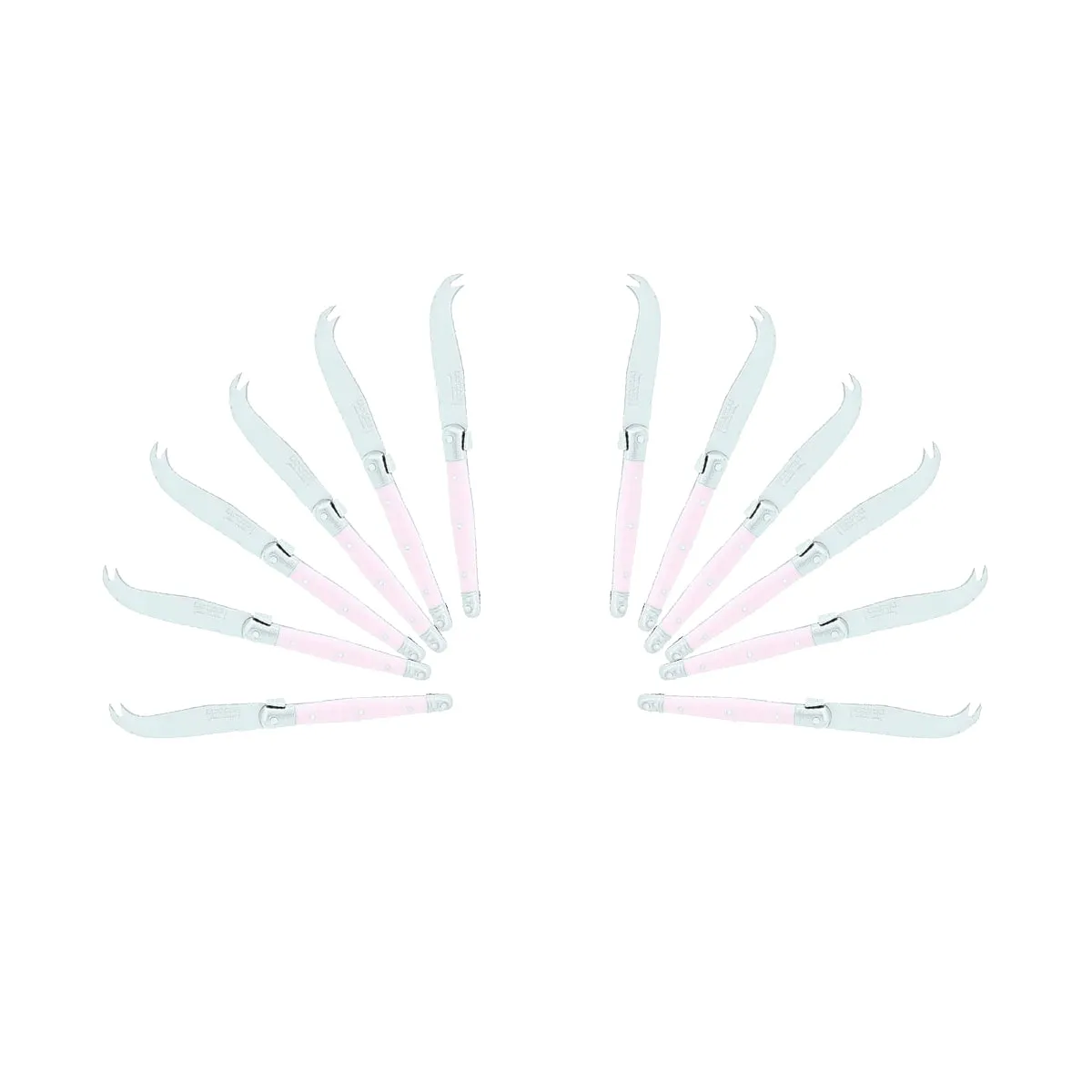 (D) Laguiole Mini Cheese Knife Set 6 Inch, Stainless Steel, Vintage (12, Pink)