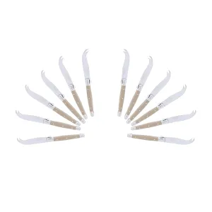 (D) Laguiole Mini Cheese Knife Set 6 Inch, Stainless Steel, Vintage (12, Taupe)