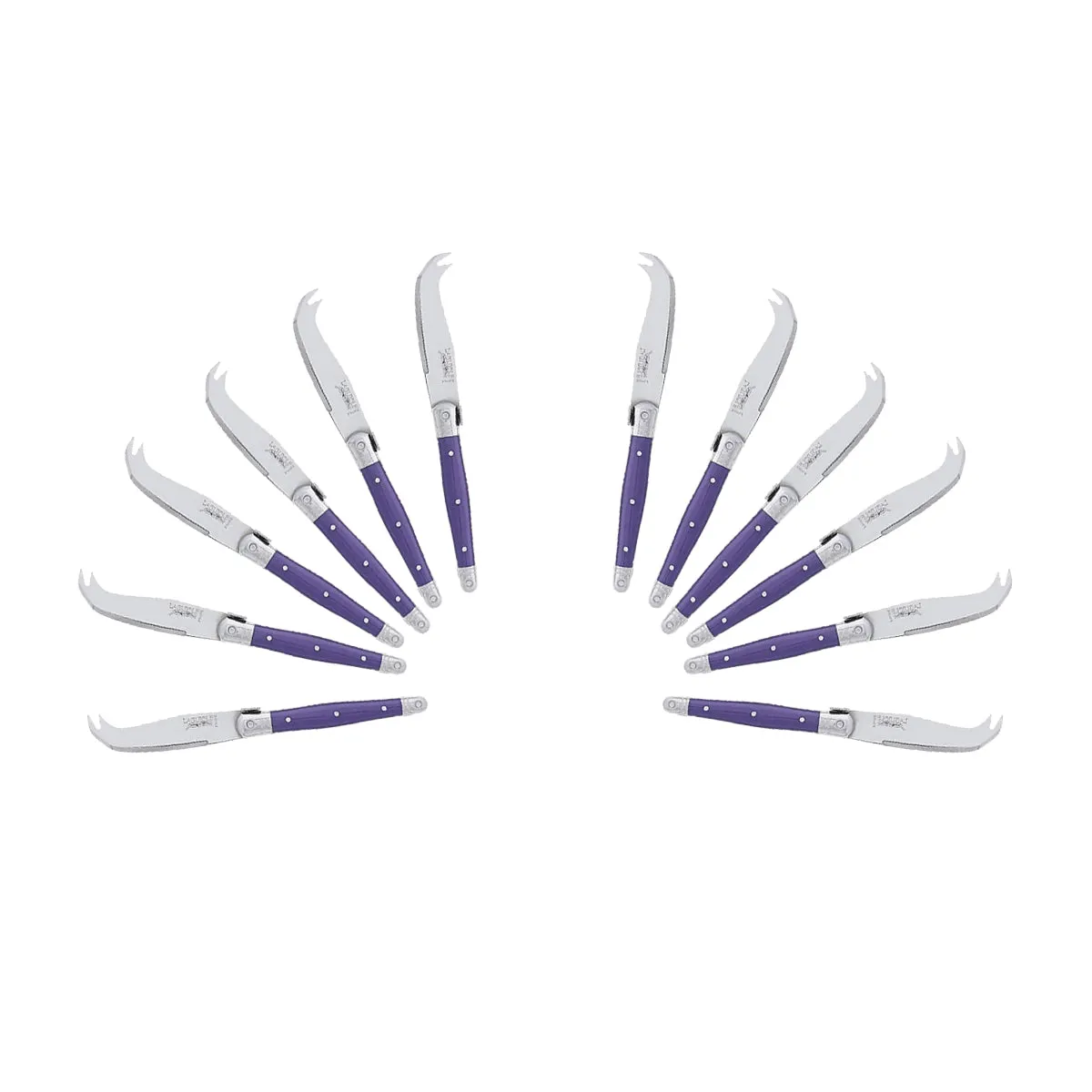 (D) Laguiole Mini Cheese Knife Set 6 Inch, Stainless Steel, Vintage (12, Violet)