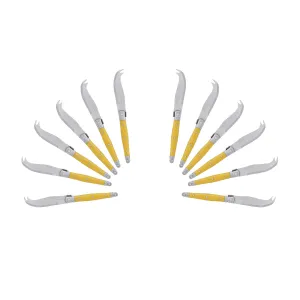 (D) Laguiole Mini Cheese Knife Set 6 Inch, Stainless Steel, Vintage (12, Yellow)