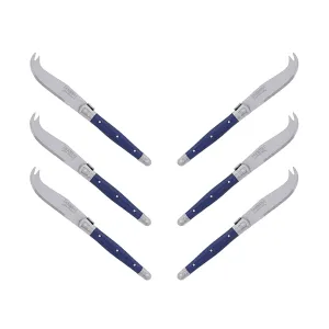 (D) Laguiole Mini Cheese Knife Set 6 Inch, Stainless Steel, Vintage (6, Dark Blue)