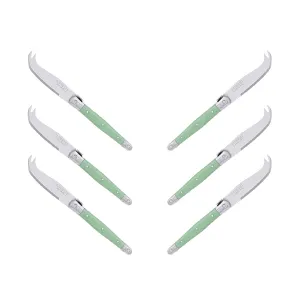 (D) Laguiole Mini Cheese Knife Set 6 Inch, Stainless Steel, Vintage (6, Green A)