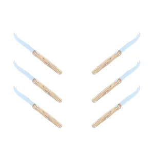 (D) Laguiole Mini Cheese Knife Set 6 Inch, Stainless Steel, Vintage (6, Wood)
