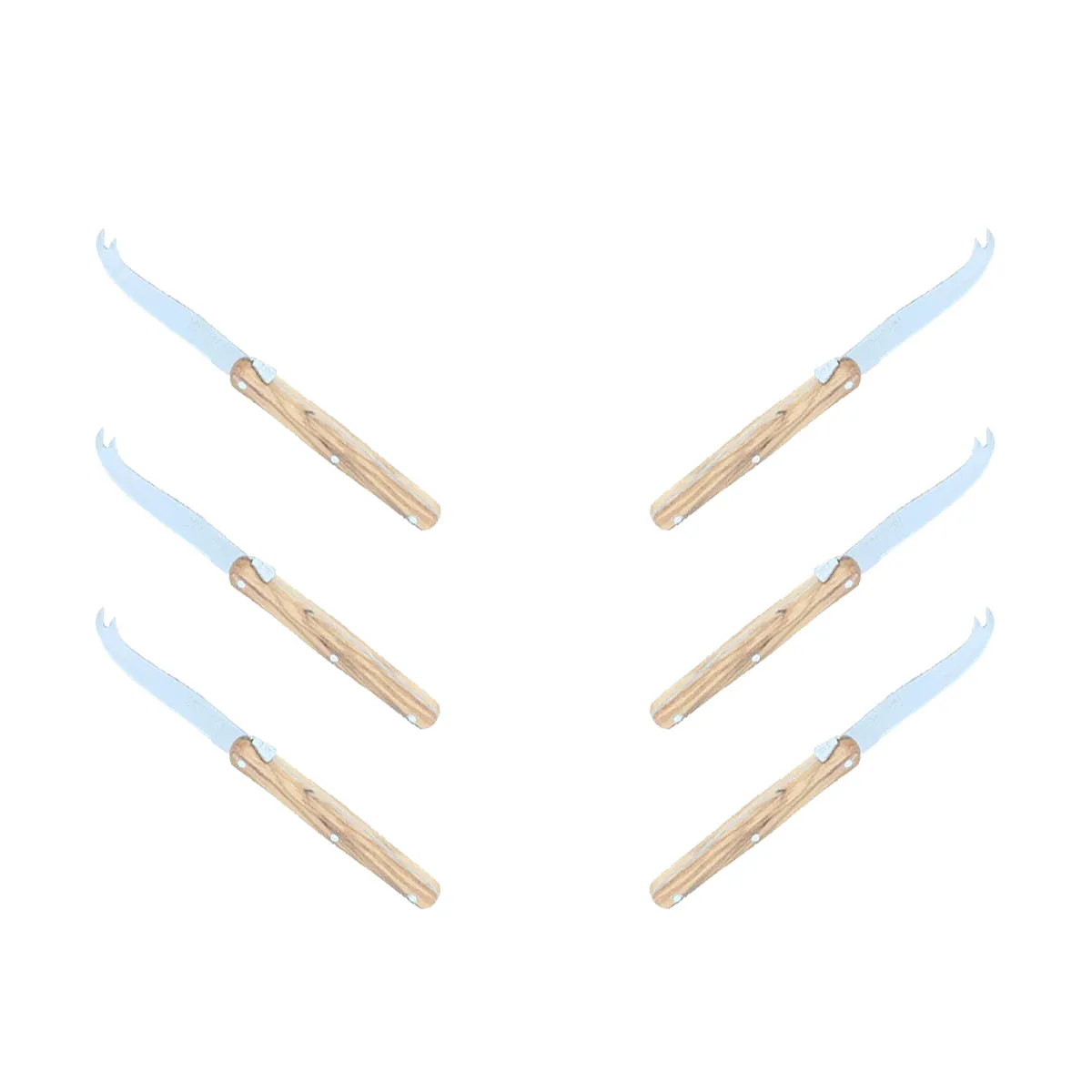 (D) Laguiole Mini Cheese Knife Set 6 Inch, Stainless Steel, Vintage (6, Wood)