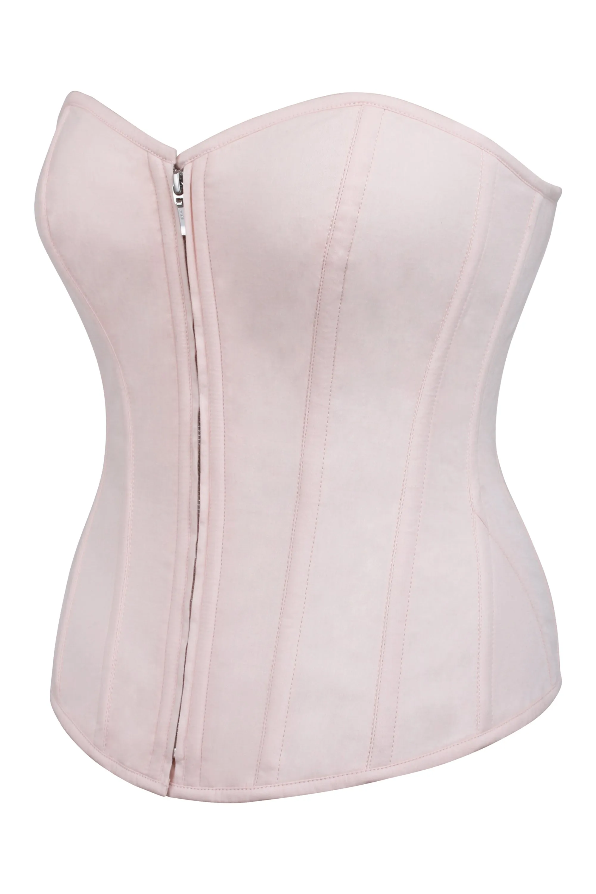 Dahlia Prairie Pink Cotton Overbust Corset With Zip Front
