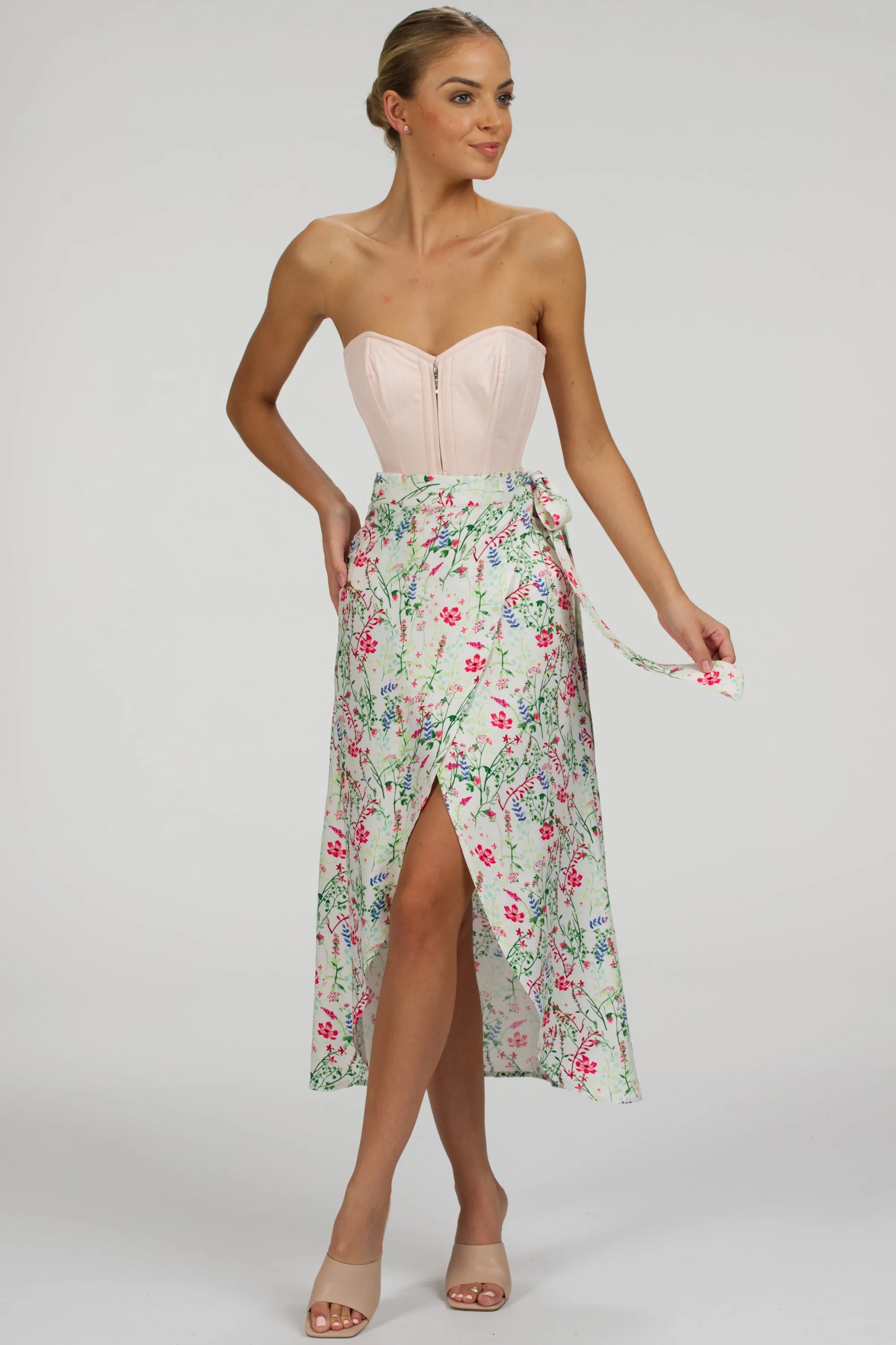 Dahlia Prairie Pink Cotton Overbust Corset With Zip Front