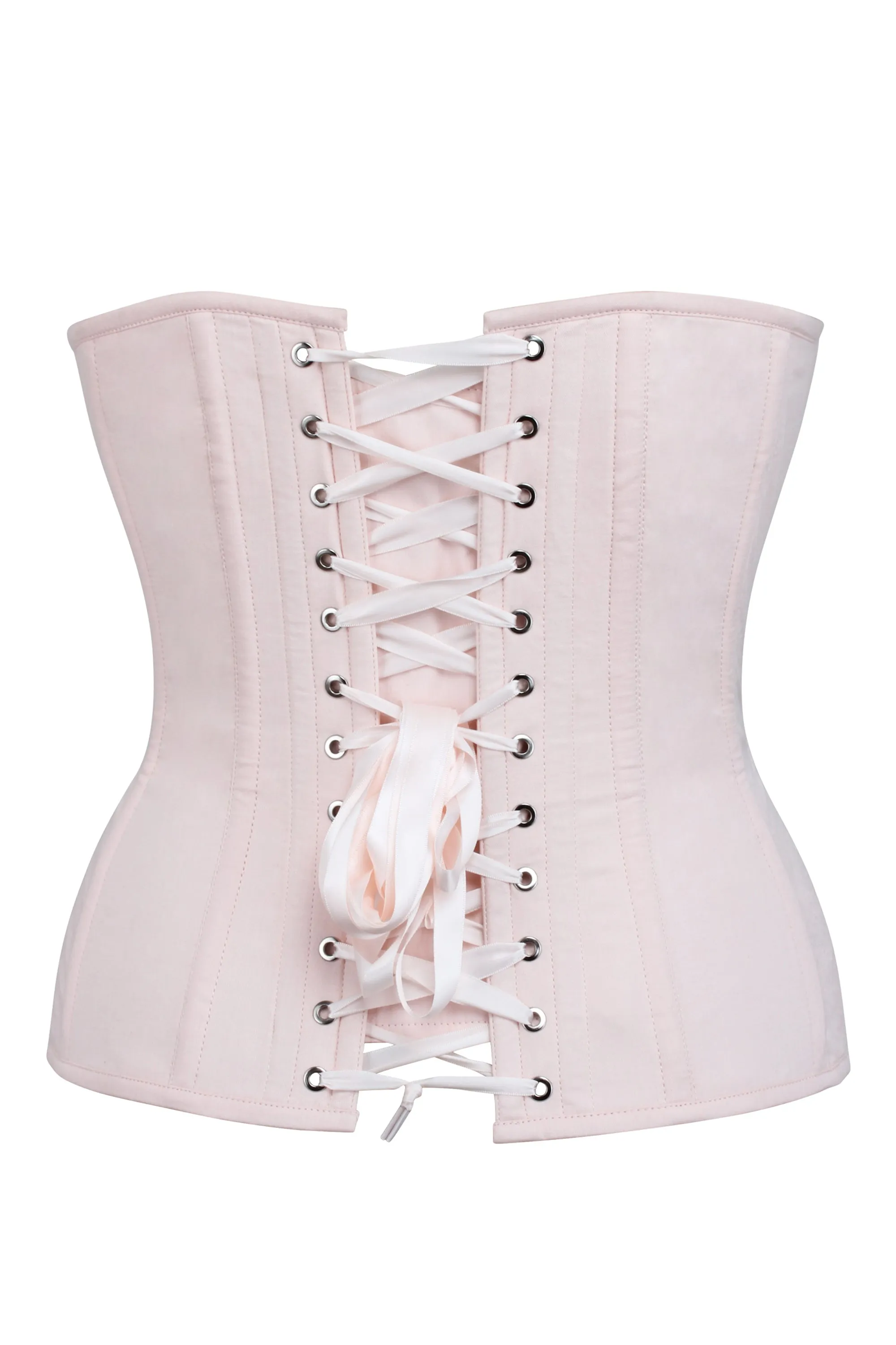Dahlia Prairie Pink Cotton Overbust Corset With Zip Front