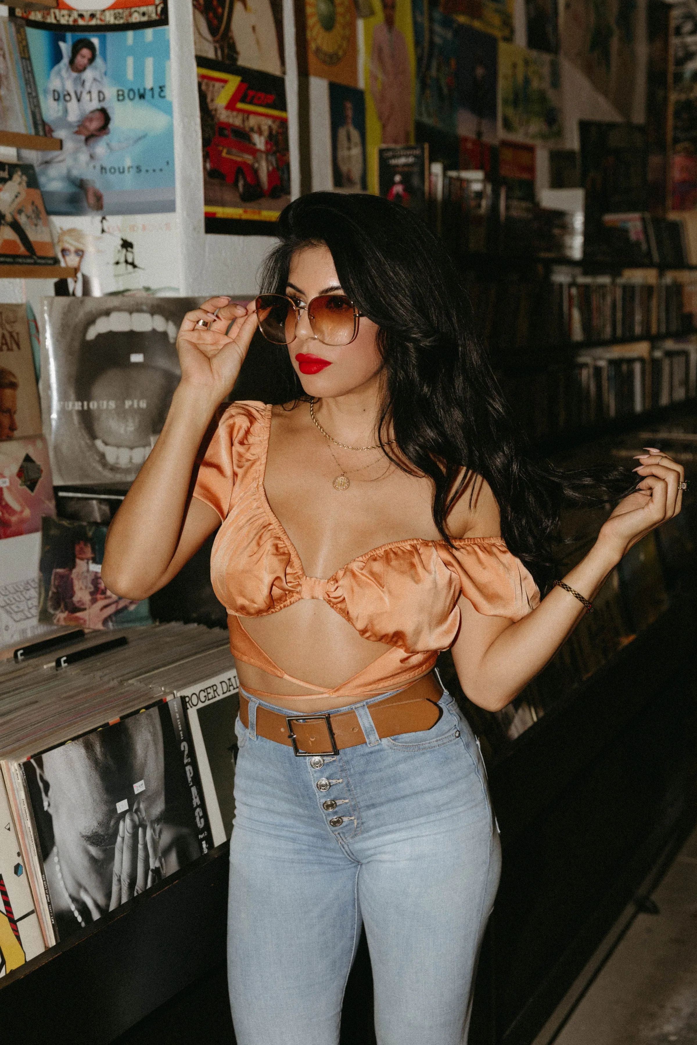 Daisy Mae Cutout Crop Top in Tangerine