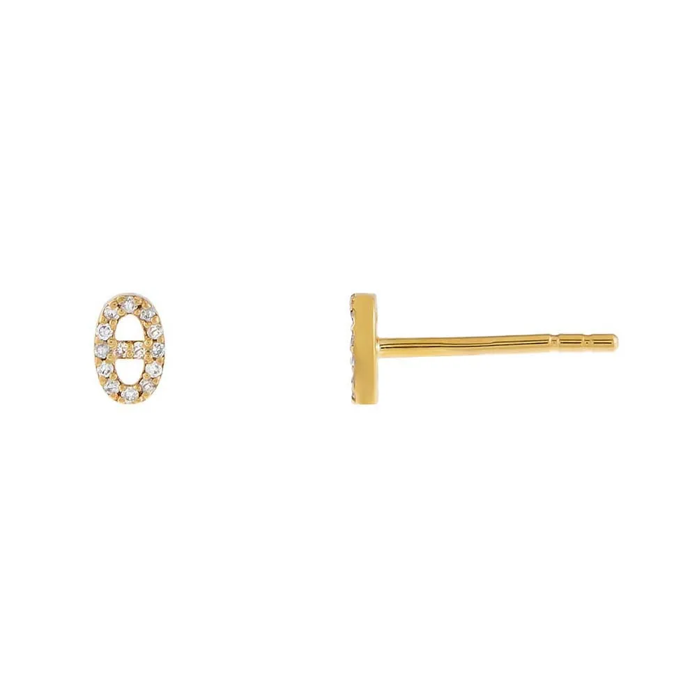 Diamond Mini Mariner Stud Earring 14K