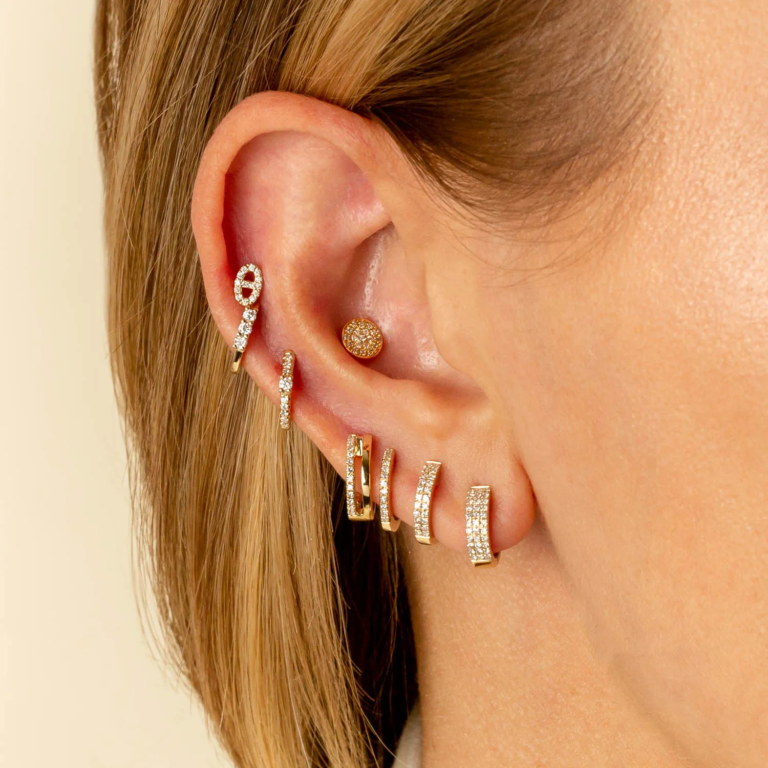 Diamond Mini Mariner Stud Earring 14K