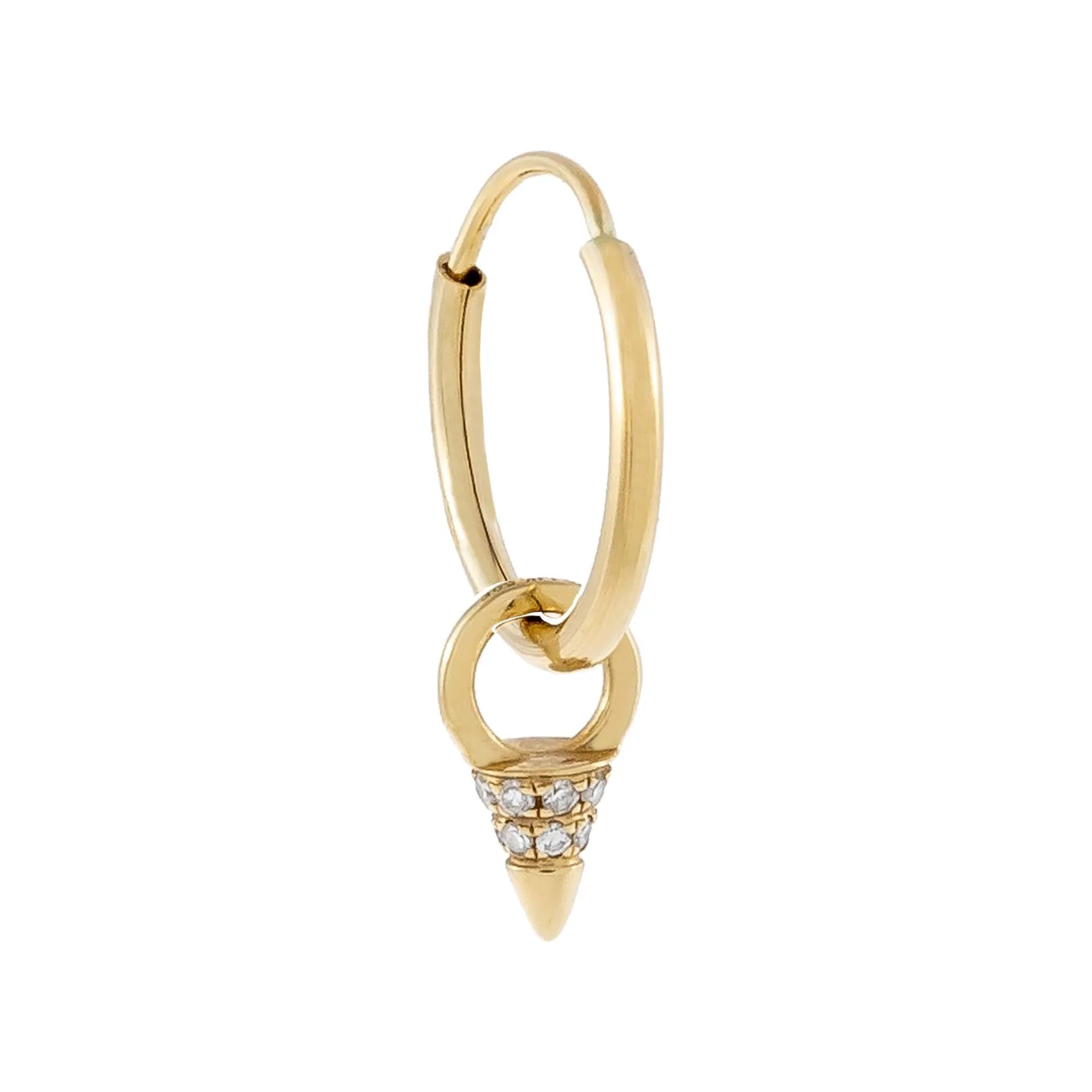 Diamond Mini Spike Charm Huggie Earring 14K