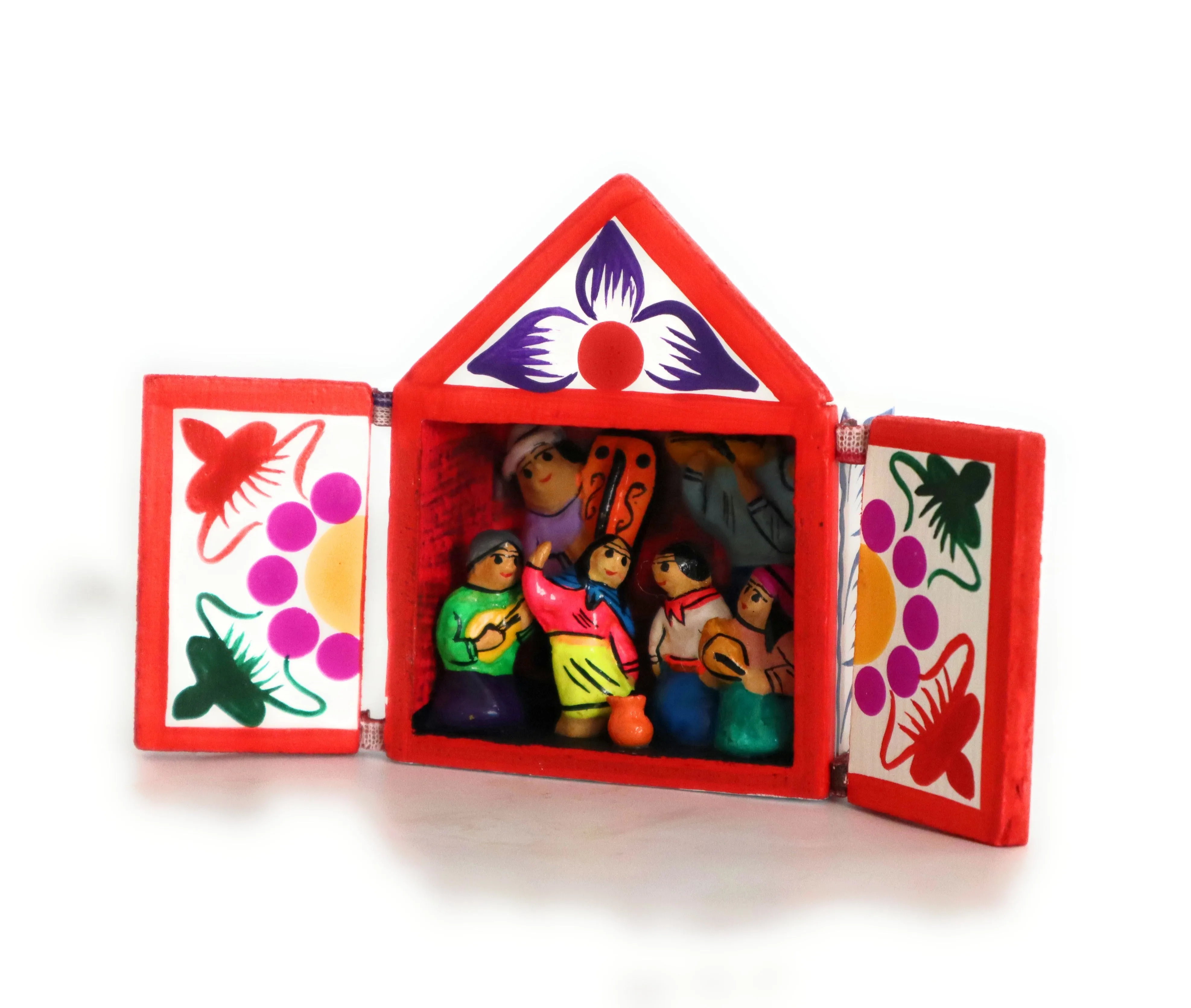 Diorama Retablo Box Regional Dancing Scene Multicolored Miniature 3" H x 2.40" W