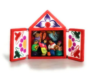 Diorama Retablo Box Regional Dancing Scene Multicolored Miniature 3" H x 2.40" W
