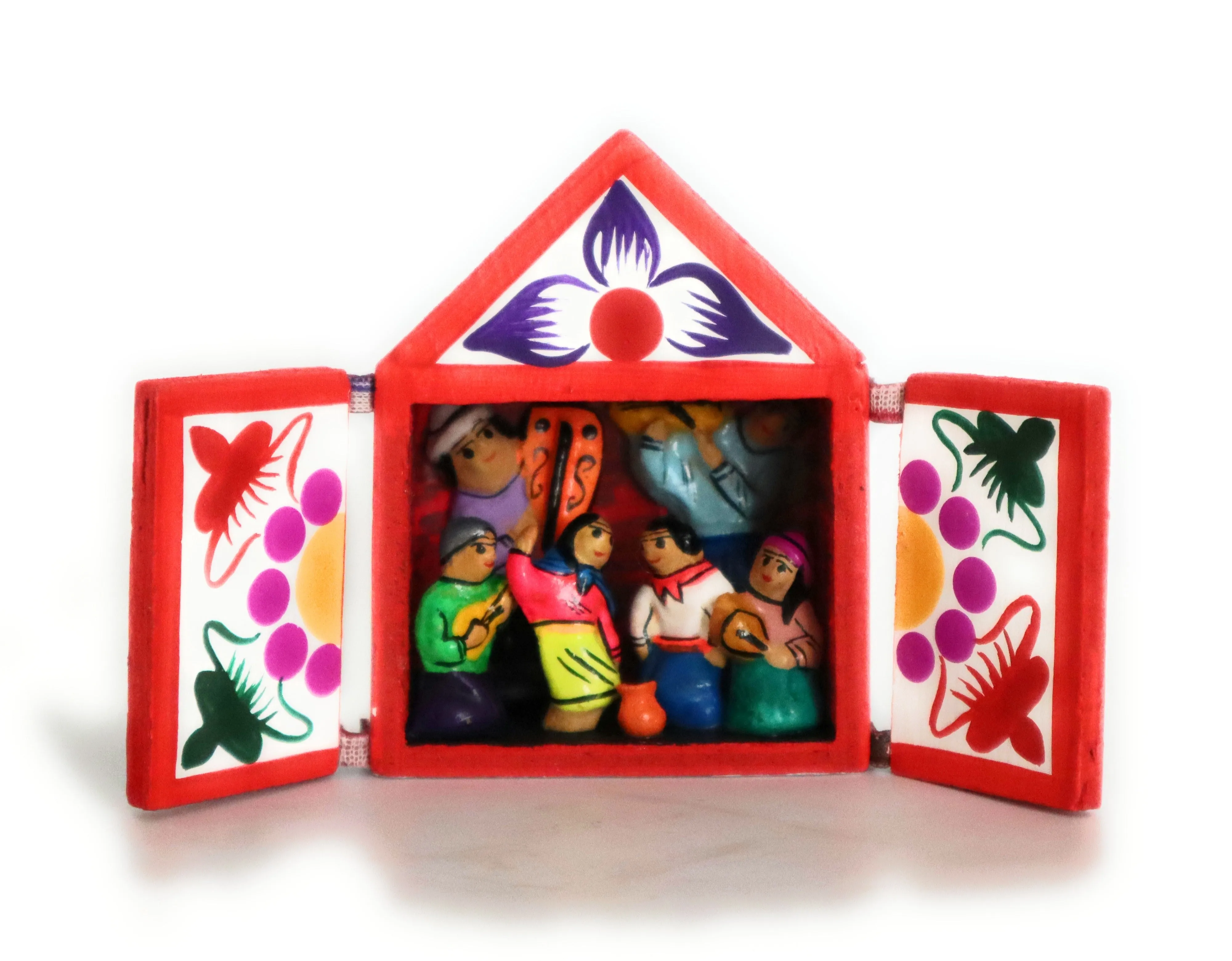 Diorama Retablo Box Regional Dancing Scene Multicolored Miniature 3" H x 2.40" W