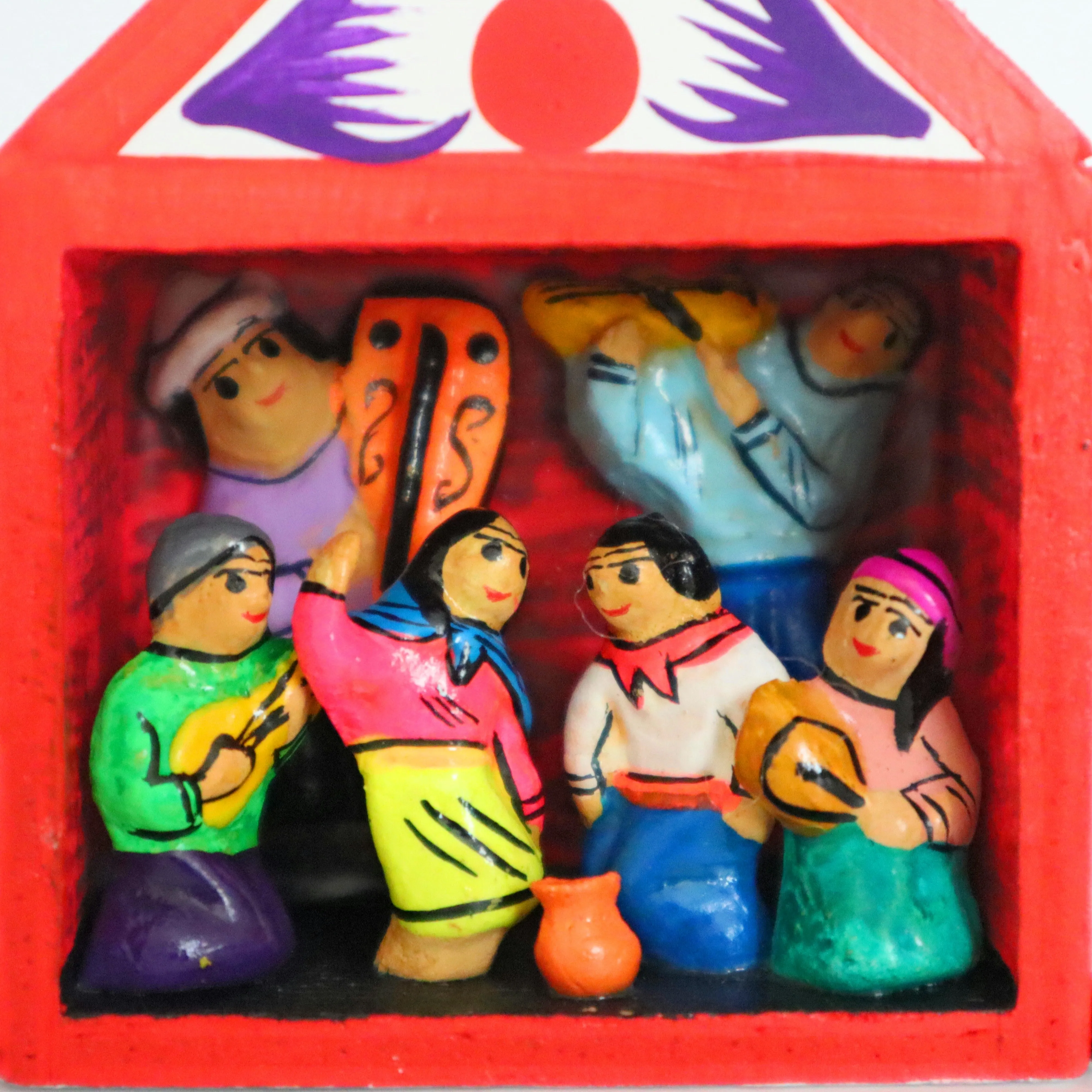 Diorama Retablo Box Regional Dancing Scene Multicolored Miniature 3" H x 2.40" W