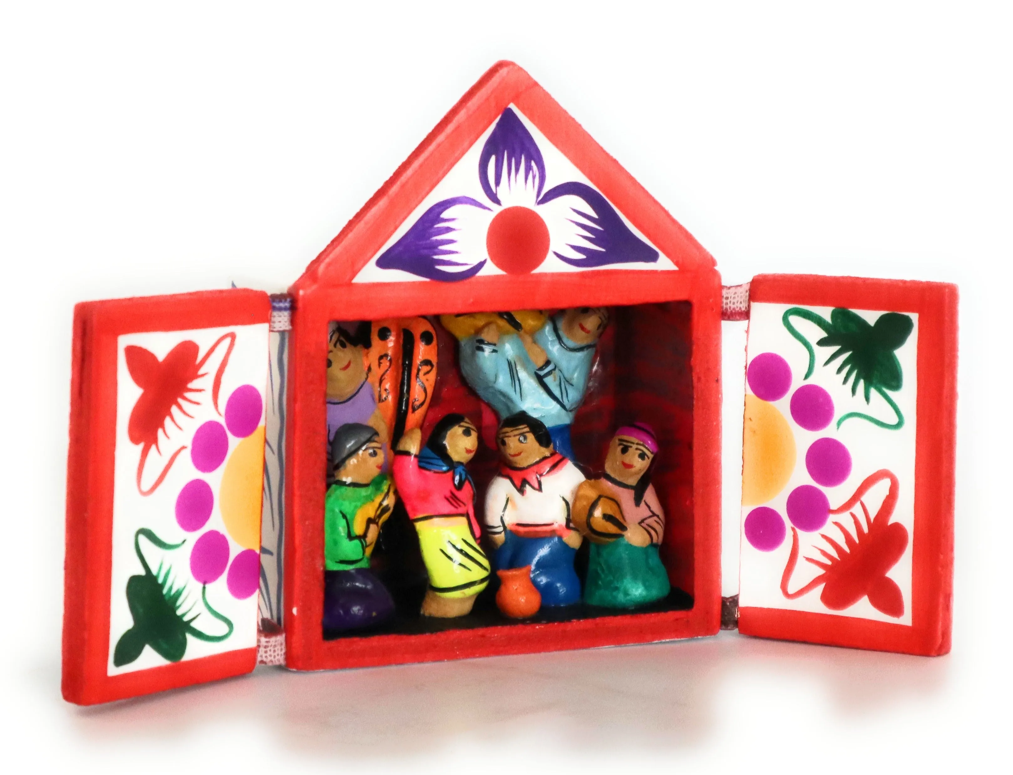 Diorama Retablo Box Regional Dancing Scene Multicolored Miniature 3" H x 2.40" W