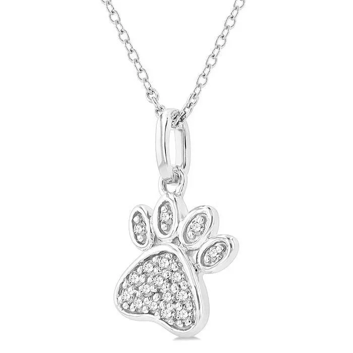 Dog Paw Mini Diamond Pendant