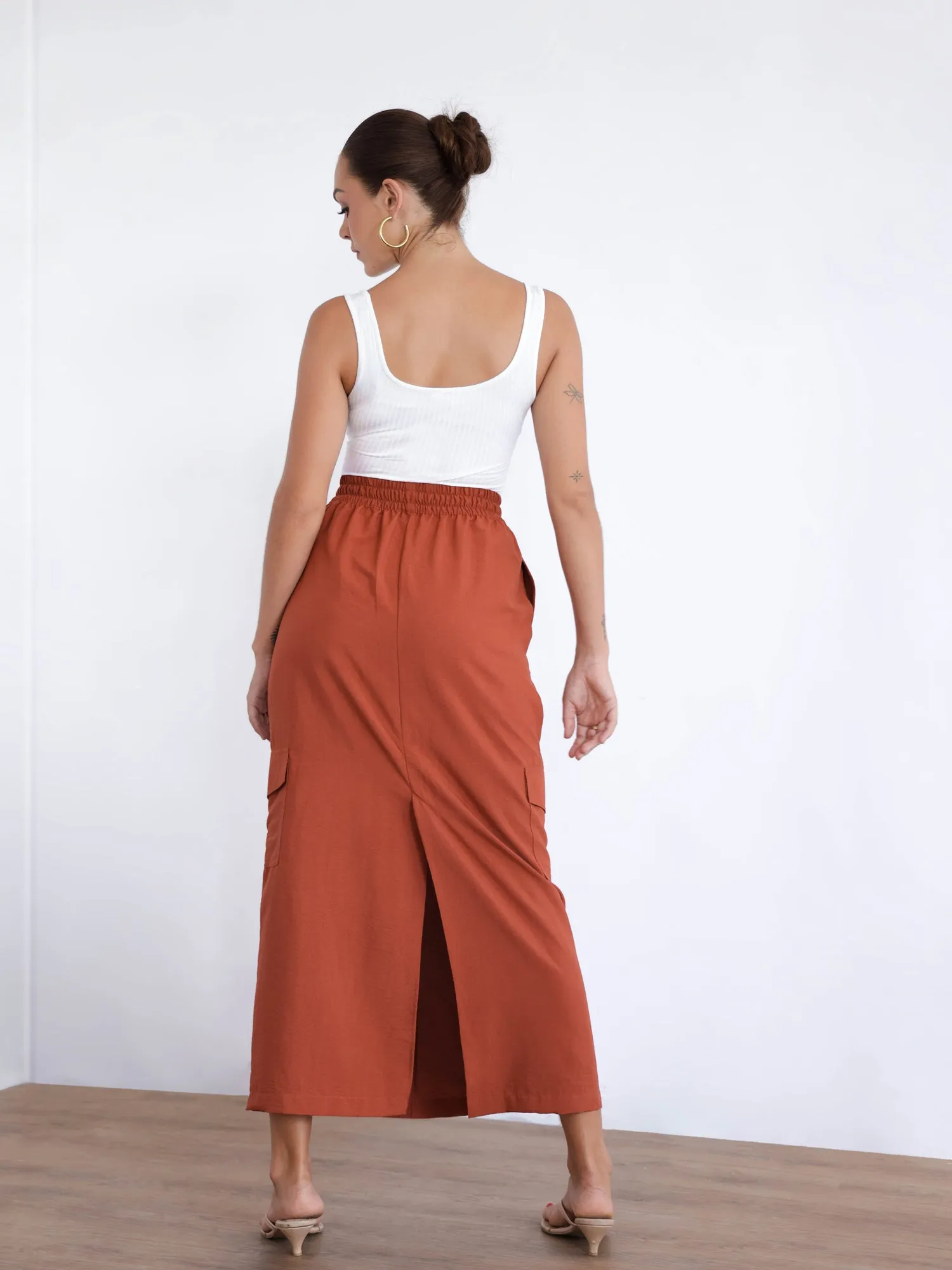Draw String Maxi Cargo Skirt