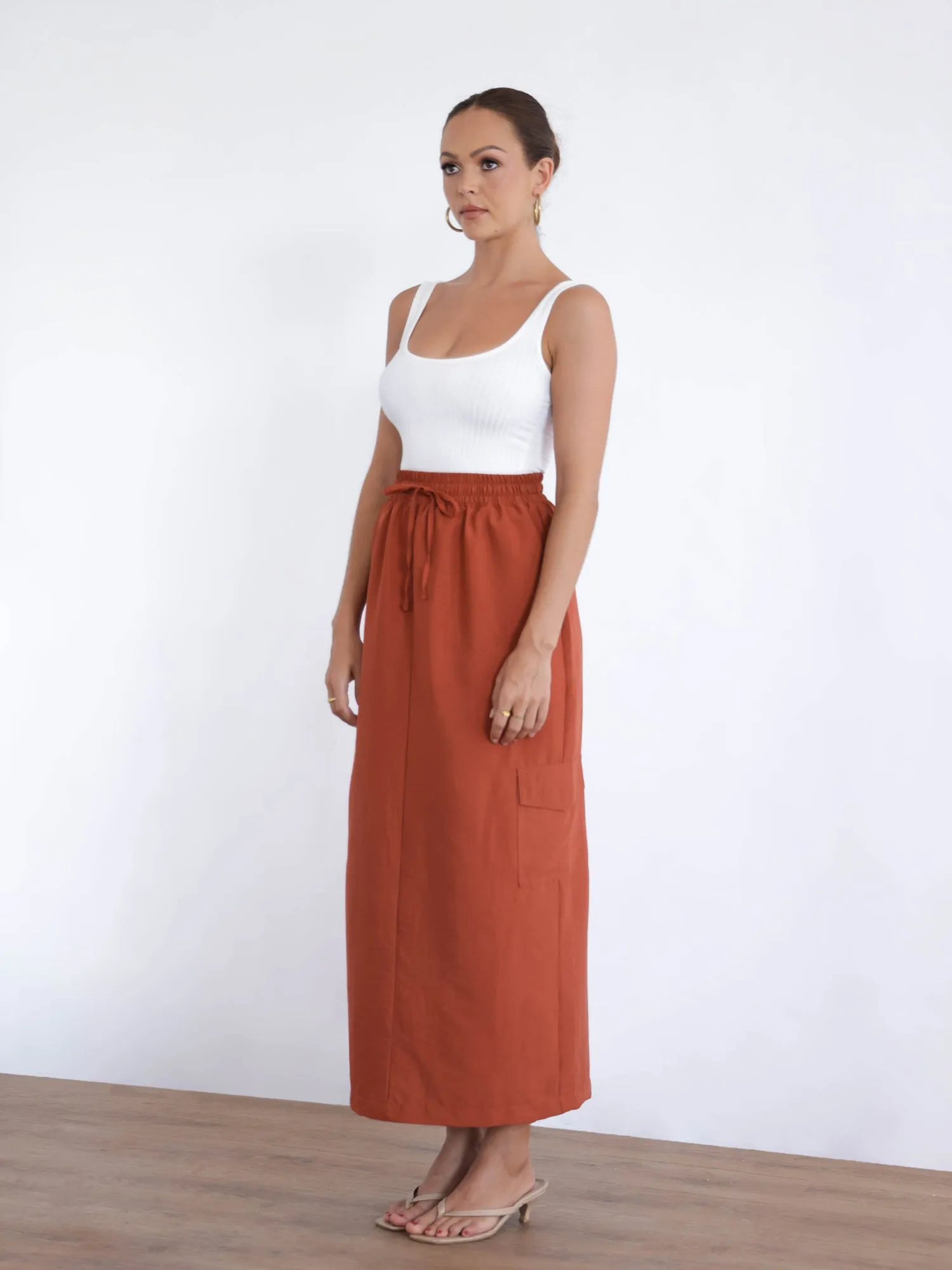 Draw String Maxi Cargo Skirt
