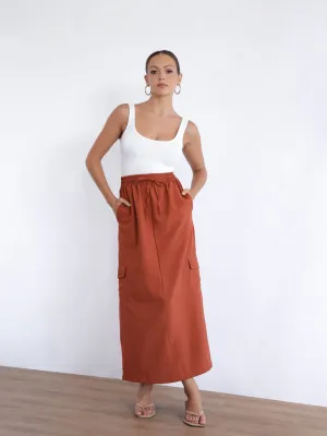 Draw String Maxi Cargo Skirt
