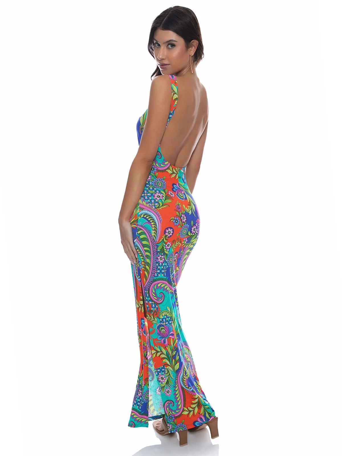 Drawstring Peek-A-Boo Maxi Dress