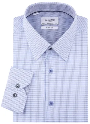 Duchamp London Blue Mini Check Dress Shirt