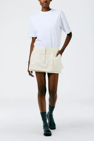 Eco Poplin Double Layer Mini Skirt in Cream