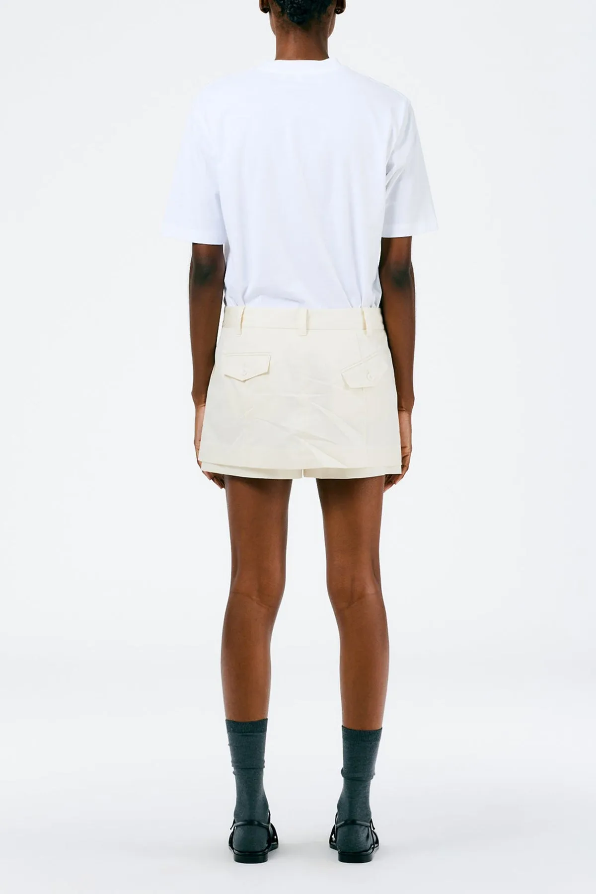 Eco Poplin Double Layer Mini Skirt in Cream