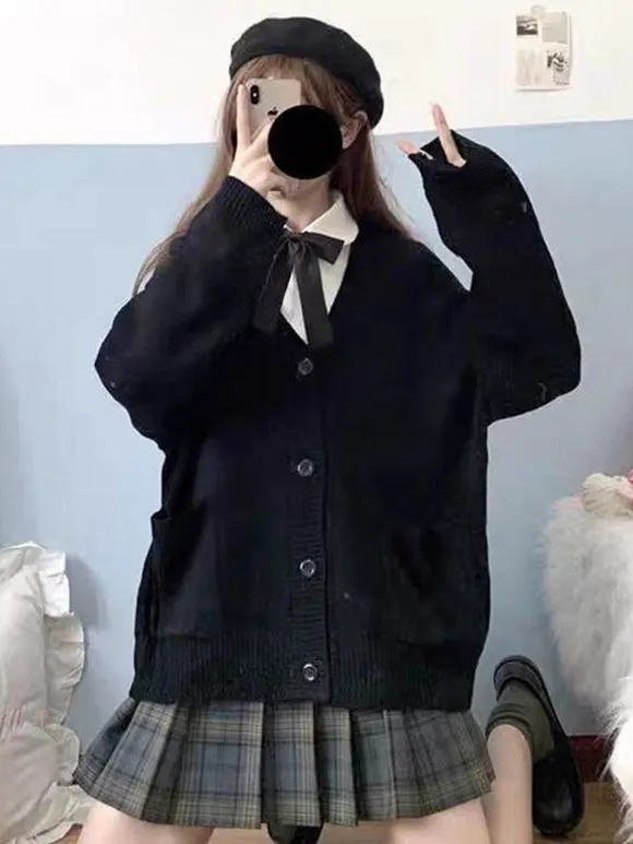 Ecru White Lolita Cardigan Polyester Long Sleeves Spring Lolita Sweater Outwears