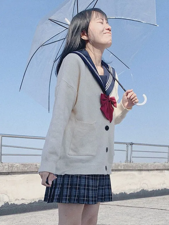 Ecru White Lolita Cardigan Polyester Long Sleeves Spring Lolita Sweater Outwears