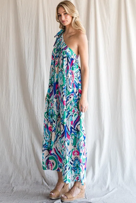 Elba One Shoulder Self-Tie Dress