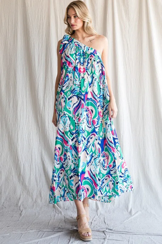 Elba One Shoulder Self-Tie Dress