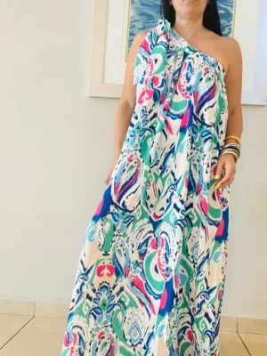 Elba One Shoulder Self-Tie Dress