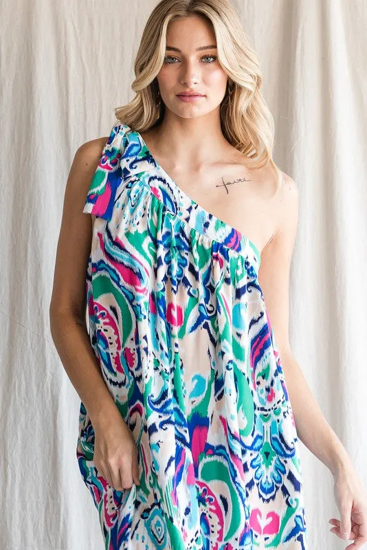 Elba One Shoulder Self-Tie Dress