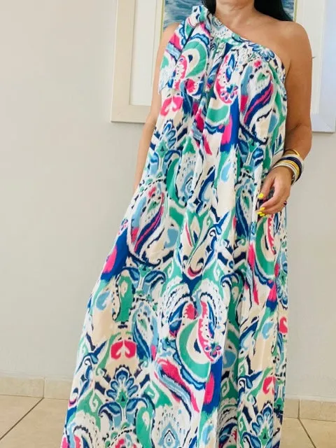 Elba One Shoulder Self-Tie Dress