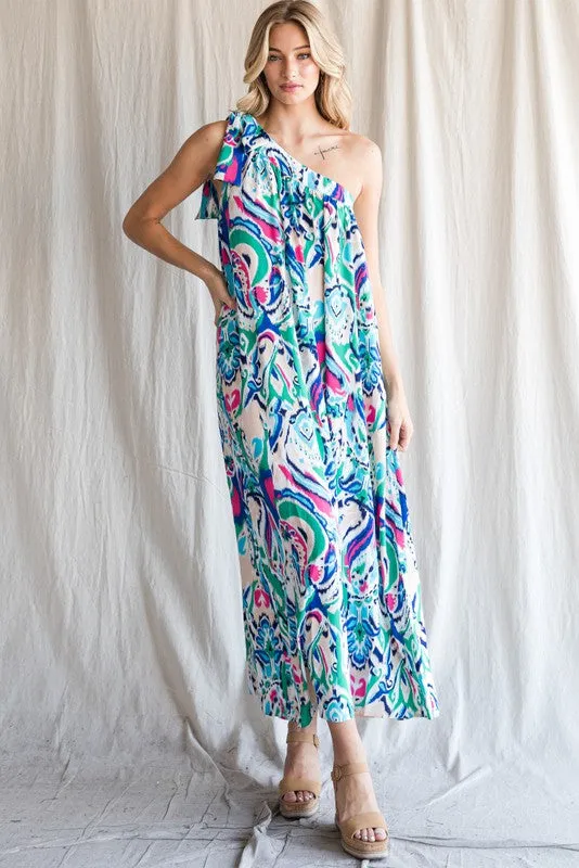 Elba One Shoulder Self-Tie Dress